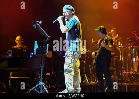 Verona, Italien. 5.. September 2022. Die italienische Sängerin Samuele Bersani tritt während ihrer Live-Konzerte in Verona, Teatro Romano für ihre Cinema Samuele-Tour 2022 auf.Quelle: Roberto Tommasini/Alamy Live News Stockfoto