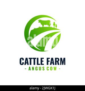 Frisches Rinderfarm Logo Vorlage Design. Stock Vektor