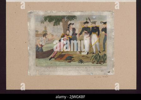 Der Leichnam des Prinzen Józef Poniatowski wurde aus der Elster gefischt. Unbekannt, Grafiker, Cereghetti (Paryż ; wydawca ; 17...-18...), Verleger Stockfoto