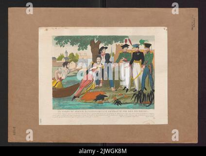 Der Leichnam des Prinzen Józef Poniatowski wurde aus der Elster gefischt. Unbekannt, Grafiker, Cereghetti (Paryż ; wydawca ; 17...-18...), Verleger Stockfoto