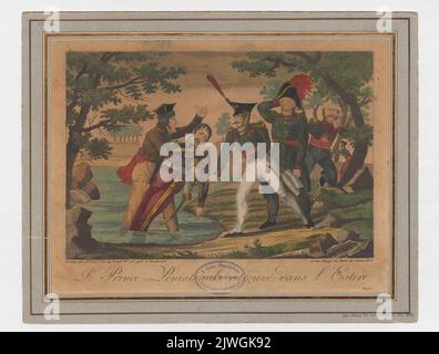 Der Körper des Prinzen Józef Poniatowski fischte aus der Elster. Unbekannt, Grafiker, Maggi (Paryż ; wydawca i drukarz ; 1821-1843), Verleger, Fontana (Paryż ; wydawca ; 1822-1839), Herausgeber Stockfoto