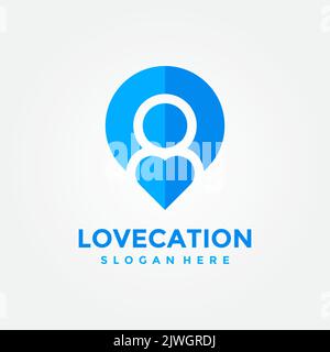 Love Location Logo Design-Vorlage. Konzept eines beliebten Ortes isoliert mit flachem Stil Ikone modern. Kreativer Kartenzeiger mit Herz-Vektor-Symbol. Stock Vektor
