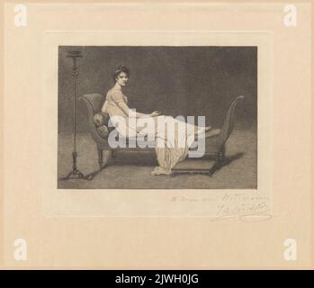 Porträt von Madame Récamier. Chardon, Charles (Paryż ; drukarz ; fl. Ca 1830-1890 ; st.), Druckerei, Jasiński, Feliks Stanisław (1862-1901), Grafikerin, Gazette des Beaux-Arts (Paryż ; czasopismo, wydawnictwo ; 1859-2002), Verlag, David, Jacques-Louis (1748-1825), Maler Stockfoto