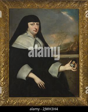 Porträt einer Witwe mit einer Miniatur in der Hand (Maria Felice Orsini 1600–1666)?. Beaubrun, Henri (1603-1677 ; mł.), Maler, Beaubrun, Charles (1604-1692), Maler Stockfoto