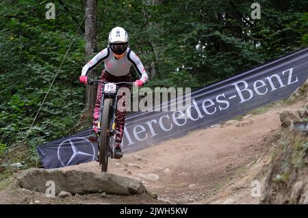 Val Di Sole, Italien. 03. September 2022. Elite Männer und Frauen Downhillrennen, MTB - Mountainbike in Val di Sole, Italien, September 03 2022 Kredit: Unabhängige Fotoagentur/Alamy Live Nachrichten Stockfoto