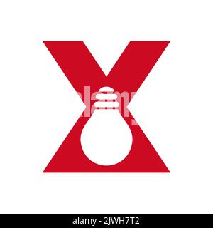 Buchstabe X Electric Logo kombinieren mit Electric Bulb Symbol Vektor-Vorlage. Symbol Für Das Logo Der Glühlampe Stock Vektor
