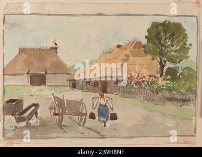 Bauernhof auf dem Land. Witkiewicz, Stanisław (1851-1915), Zeichner, Karikaturist Stockfoto