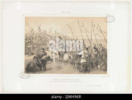 Army Crossing a Sea embranchment Illustration zu Paseks „Memoiren“. Lemercier, Rose Joseph (Paryż ; Zakład litograficzny ; 1827-post 1899), Lithographie-atelier, Grenier de Saint-Martin, Francisque-Martin-François (1793-1867), Grafiker, Zaleski, Antoni (1824-1885), Zeichner, Karikaturist, Wilczyński, Jan Kazimierz (1806-1885), Verleger Stockfoto
