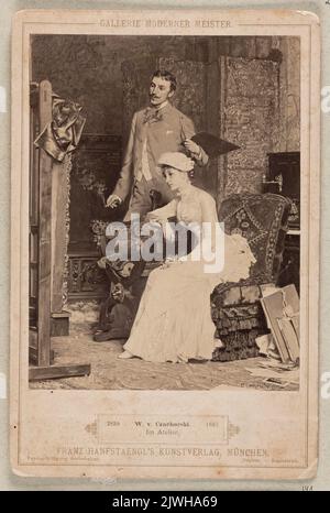 Reproduktion des Gemäldes „im Atelier“, veröffentlicht im Zyklus „GALERIE MODERNER MEISTER“. Hanfstaengl, Franz Seraph (1804-1877), Fotostudio, Czachórski, Władysław (1850-1911), Maler Stockfoto