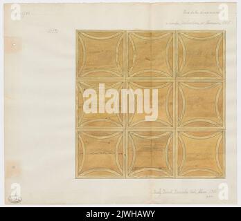 Warschau. Holzboden aus der Ausstattung des oberen Stockwerks im Weißen Haus im Royal Łazienki Park - Fragment im Maßstab 1:10. Maszyński, Mariusz (1888–1944), Zeichner, Karikaturist Stockfoto