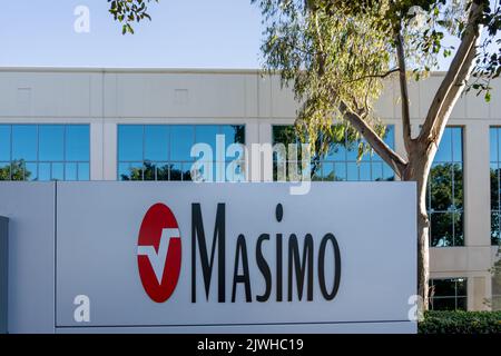 Irvine, CA, USA – 9. Juli 2022: Hauptsitz von Masimo in Irvine, CA, USA Stockfoto