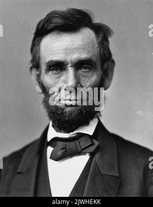 Ein Porträt von Abraham Lincoln, aufgenommen am 8. November 1863, elf Tage vor seiner berühmten Gettysburg-Adresse. Auf diesem Foto ist Lincoln 54 Jahre alt. Stockfoto