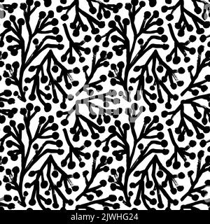 Handgezeichnete Beerenzweige Vektor nahtloses Muster Stock Vektor