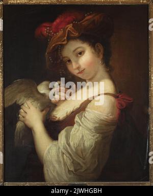 Junge Frau mit einer Taube (Une fille qui caresse un taube). Lagrenée, Louis-Jean-François (1724-1805) Starszy, Maler Stockfoto