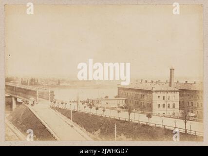 Warschau. Blick auf die Kierbedź-Brücke, die Nowy Zjazd, das Żdanowicz-Bad Gebäude von der Terrasse des Königsschlosses. Brandel, Konrad (1838-1920), Fotograf Stockfoto