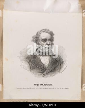 Porträt von Lord Palmerston (John Henry Temple). Szumacher, I. (Petersburg ; Zakład graficzny ; ca 1860-1870), Druckerei, Wejerman, K. (fl. Ca 1860-1870), Grafiker, Brosz, K. (Petersburg ; fl. Ca 1860-1870), Zeichner, Karikaturist Stockfoto