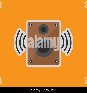 Soundbox-Symbol. Symbol für Elektronik, Technologie. Flacher Stil mit Symbolen. Geeignet für Aufkleber und Drucke. Einfaches Design bearbeitbar Stock Vektor