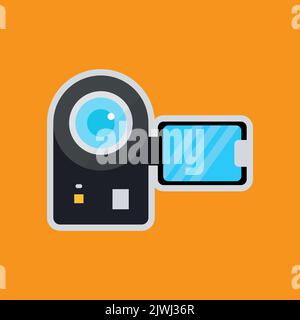 Symbol für Videokamera. Symbol für Elektronik, Technologie. Flacher Stil mit Symbolen. Geeignet für Aufkleber und Drucke. Einfaches Design bearbeitbar Stock Vektor