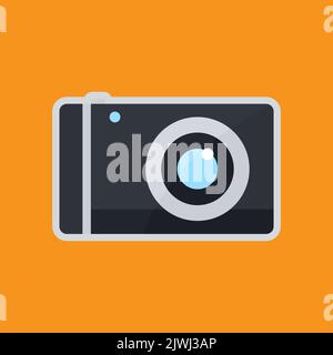 Kamerasymbol. Symbol für Elektronik, Technologie. Flacher Stil mit Symbolen. Geeignet für Aufkleber und Drucke. Einfaches Design bearbeitbar Stock Vektor