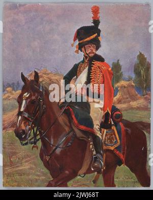 Reproduktion eines Gemäldes: Wojciech Kossak (1856-1942), berittene Hussar; Auszug aus einer Zeitschrift. Unbekannt, Verleger Stockfoto