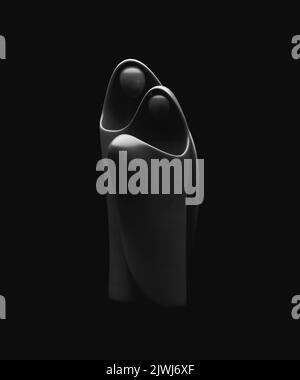 Eine abstrakte stilisierte Holzschnitzerei, die eine christliche weihnachtskrippe mit maria, josef und dem Jesuskind darstellt - 3D Render Stockfoto