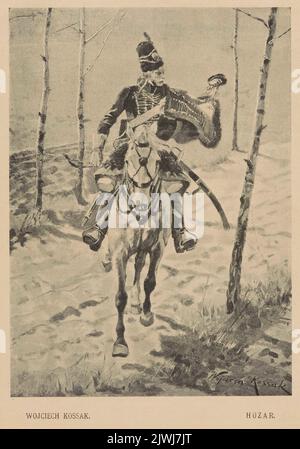 Reproduktion der Zeichnung: Wojciech Kossak (1856-1942), Hussar; Auszug aus einer Zeitschrift. Bong, Richard (1853-1935), Grafiker, unbekannt, Verleger Stockfoto