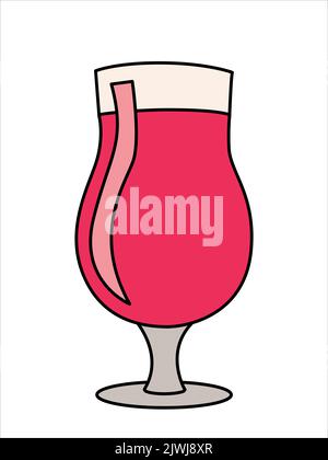 Rosafarbener Cocktail für Partys, Feiertage. Vektorgrafik Strand Illustration Stock Vektor