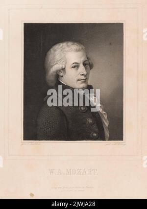 Porträt von Wolfgang Amadeus Mozart. Zehl, Theodor Junior (Lipsk ; drukarnia ; fl. Ca 1870-1918), Druckerei, Sichling, Lazarus Gottlieb (1812-1863), Grafiker, Breitkopf & Härtel (Lipsk ; wydawnictwo ; 1818-1945), Verlag, Tischbein, Johann Heinrich Wilhelm (1751-1829), Maler Stockfoto