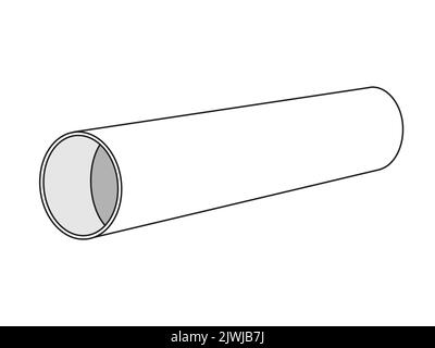 Stahl- oder Aluminiumrohr in Perspektive. Abwasserrohr mit großem Durchmesser. Vektorgrafik für die Industrie Stock Vektor