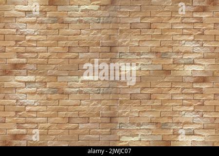 Braune Ziegelwand - Vorderansicht und Nahaufnahme eines Wandfragments Stockfoto