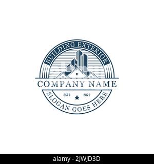 Premium Gebäude außen Logo Design-Vektor, am besten für Immobilien, Bau, Wohnung, Stadtbild Logo Inspirationen Stock Vektor