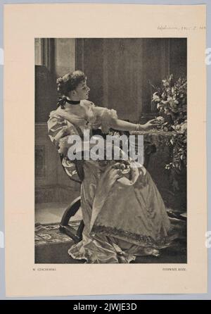 Reproduktion eines Gemäldes: Władysław Czachórski (1850-1911), die ersten Rosen ; aus: 'Wędrowiec', 1905(I)484. Wędrowiec (Warszawa ; czasopismo ; 1863-1906), Verleger Stockfoto