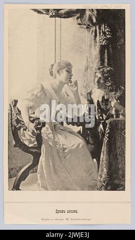 Reproduktion eines Gemäldes: Władysław Czachórski (1850-1911), die Angelegenheiten des Herzens ; aus: 'Wędrowiec', 1896(i)317. Wędrowiec (Warszawa ; czasopismo ; 1863-1906), Verleger Stockfoto