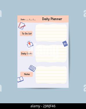 Tagesplaner notieren Papier zu tun Liste Sticker Vorlagen von niedlichen Kindern Illustrationen dekoriert Stock Vektor