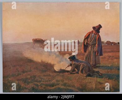 Reproduktion eines Gemäldes: Chełmoński, Józef (1849-1914), Children in a Field; Auszug aus einem Album. Unbekannt, Verleger Stockfoto