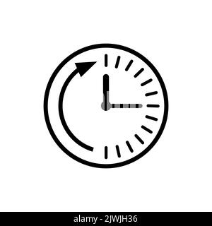Zeitsymbol. Uhrzeit und Uhr, Timer-Symbol. UI. Internet. Logo. Sign Flat Design App Stock. Symbol „Ablauf der Zeit“. Stock Vektor