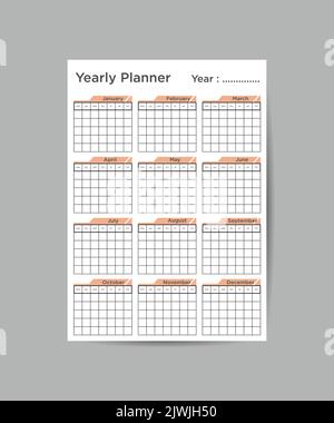 Jahresplaner Vorlage Minimalist Planer Business Organizer Seite Vektor-Design Stock Vektor
