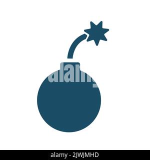 Hochwertiges dunkelblaues Flach-Bombensymbol. Piktogramm, Technologie, Objekt. Nützlich für Websites, Banner, Grußkarten, Apps und Beiträge in sozialen Medien. Stockfoto