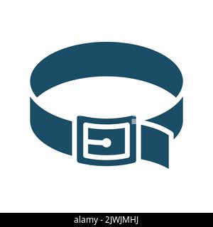 Hochwertige dunkelblaue flache Hund, Katzenhalsleine Symbol. Piktogramm, Tier, Haustier. Nützlich für Websites, Banner, Grußkarten, Apps und Beiträge in sozialen Medien Stockfoto