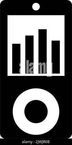 Tragbarer MP3 Media Music Player mit Equalizer. Abbildung des Symbols für flache Vektorgrafik. Einfaches schwarzes Symbol auf weißem Hintergrund. Schild für den tragbaren MP3 Media Player Stock Vektor