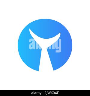 Vektor-Vorlage für das Logo des „O Whale Tail“-Schreibens. Whale Tail Konzept Auf Meerwasser Element Stock Vektor