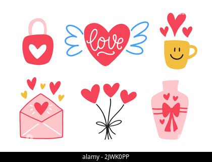 Handgezeichnete romantische Formen Doodles Set Stock Vektor