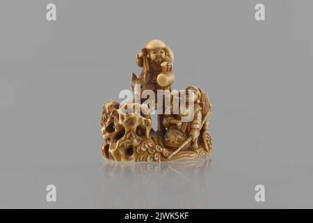 Netsuke in Form von Daikoku und Ebisu. Ryôji (Akt. c.1886-1900?), Bildhauer Stockfoto