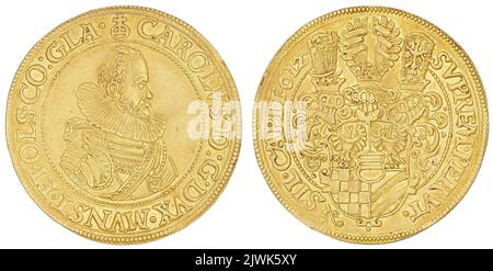 5 Dukaten (Talerstempel). Karol II. (książę Oleśnicki ; 1587-1617), Lineal Stockfoto