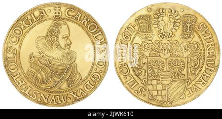 5 Dukaten (Talerstempel). Karol II. (książę Oleśnicki ; 1587-1617), Lineal Stockfoto