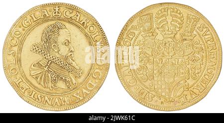 10 Dukaten (Talerstempel). Karol II. (książę Oleśnicki ; 1587-1617), Lineal Stockfoto