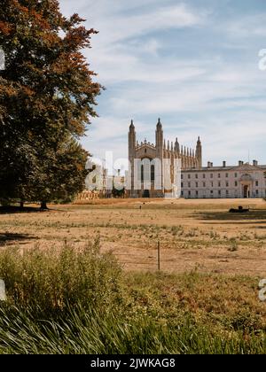 Der Herbst kommt früh auf der Rückseite ein Blick auf Kings College Chapel, Clare College und Gibbs Building Cambridge University, Cambridgeshire England Großbritannien Stockfoto