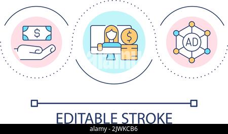 Symbol für das Konzept des Content Monetization Loop Stock Vektor