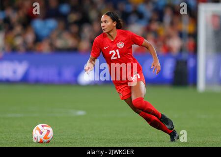 Sydney, Australien. 06. September 2022. Jade Rose aus Kanada verteidigt sich am 6. September 2022 beim Freundschaftsspiel der Frauen zwischen CommBank Matildas (Australia Women) und Canada Women im Allianz Stadium, Sydney, Australien. Foto von Peter Dovgan. Nur zur redaktionellen Verwendung, Lizenz für kommerzielle Nutzung erforderlich. Keine Verwendung bei Wetten, Spielen oder Veröffentlichungen einzelner Clubs/Vereine/Spieler. Kredit: UK Sports Pics Ltd/Alamy Live Nachrichten Stockfoto