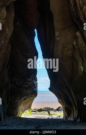 Powillimount Beach Felsen entlang der Küste. Dumfries und Galloway, Schottland Stockfoto